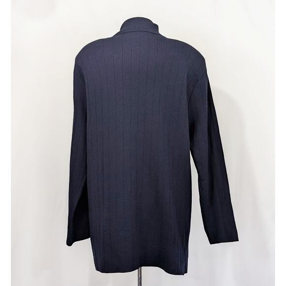 Vintage 90s Knit Jacket Blue Double Breast Oversize Misses Size M New - Picture 5 of 6